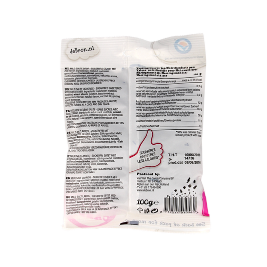 De Bron Muntendrop/liquorice coins suikervrij 100 Gram