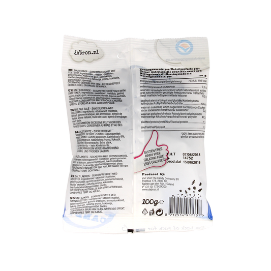 De Bron Klavertjes zout/salt liquorice suikervrij 100.00 Gram