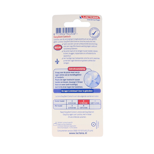 Lactona Easydent B 3.1-8mm zonder houdertje 8.00 Stuks