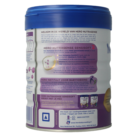 Hero Nutrasense SensiSoft opvolgmelk 2 (6-12mnd) 800 Gram