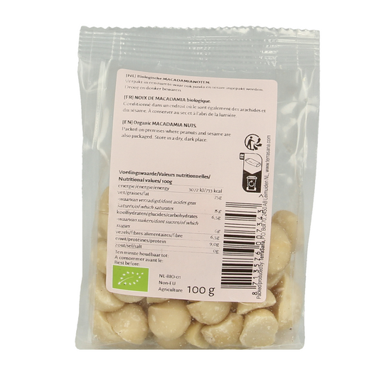 TerraSana RAW Macadamianoten gepeld bio 100 Gram