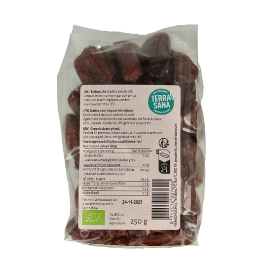 TerraSana RAW Dadels zonder pit bio 250 Gram