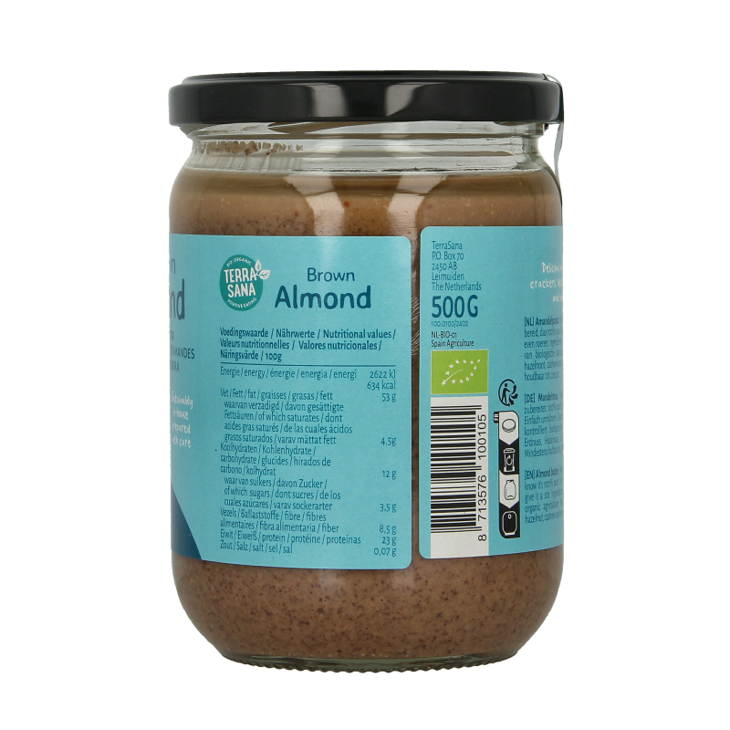 TerraSana Amandelpasta zonder zout bio 500 Gram