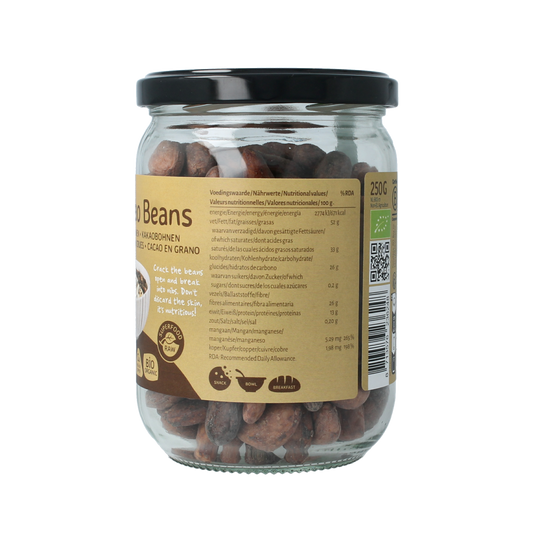TerraSana Raw cacao bonen in glas bio 250.00 Gram