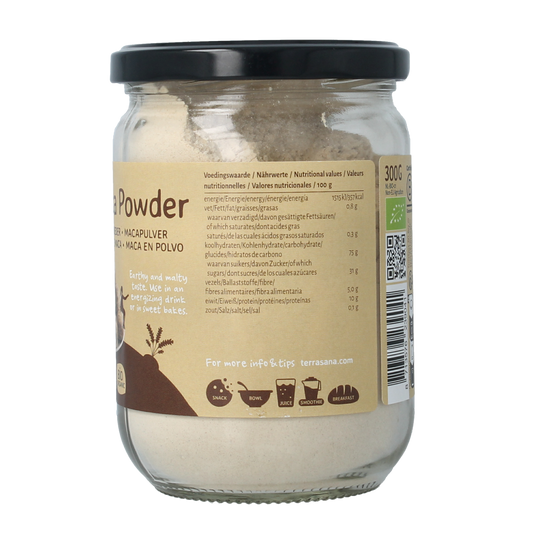 TerraSana Raw maca high energy poeder in glas bio 300.00 Gram