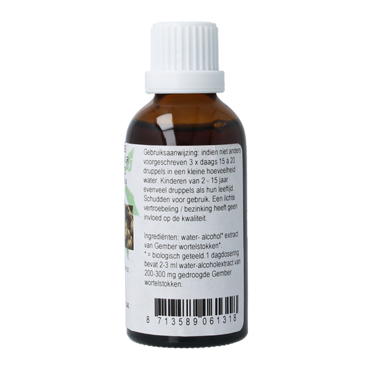 Cruydhof Zingiber officinalis rhiz/gember tinctuur bio 50.00 Milliliter