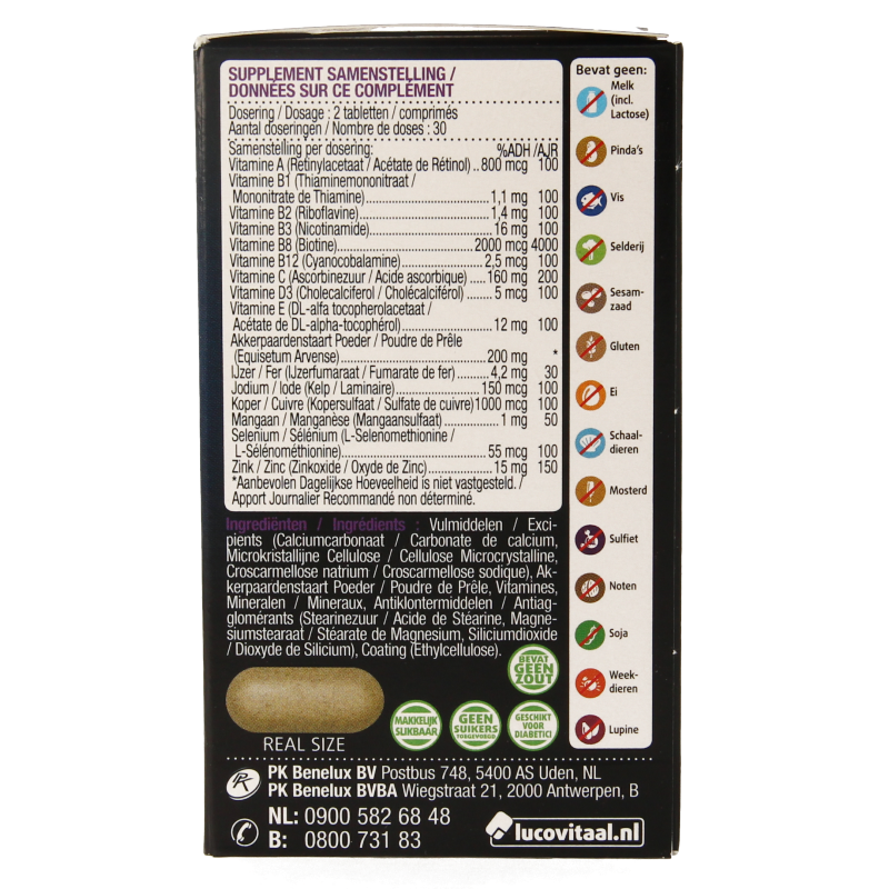 Lucovitaal Huid haar nagels met biotine 60 Tabletten