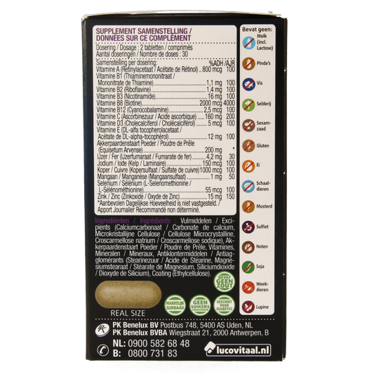 Lucovitaal Huid haar nagels met biotine 60 Tabletten