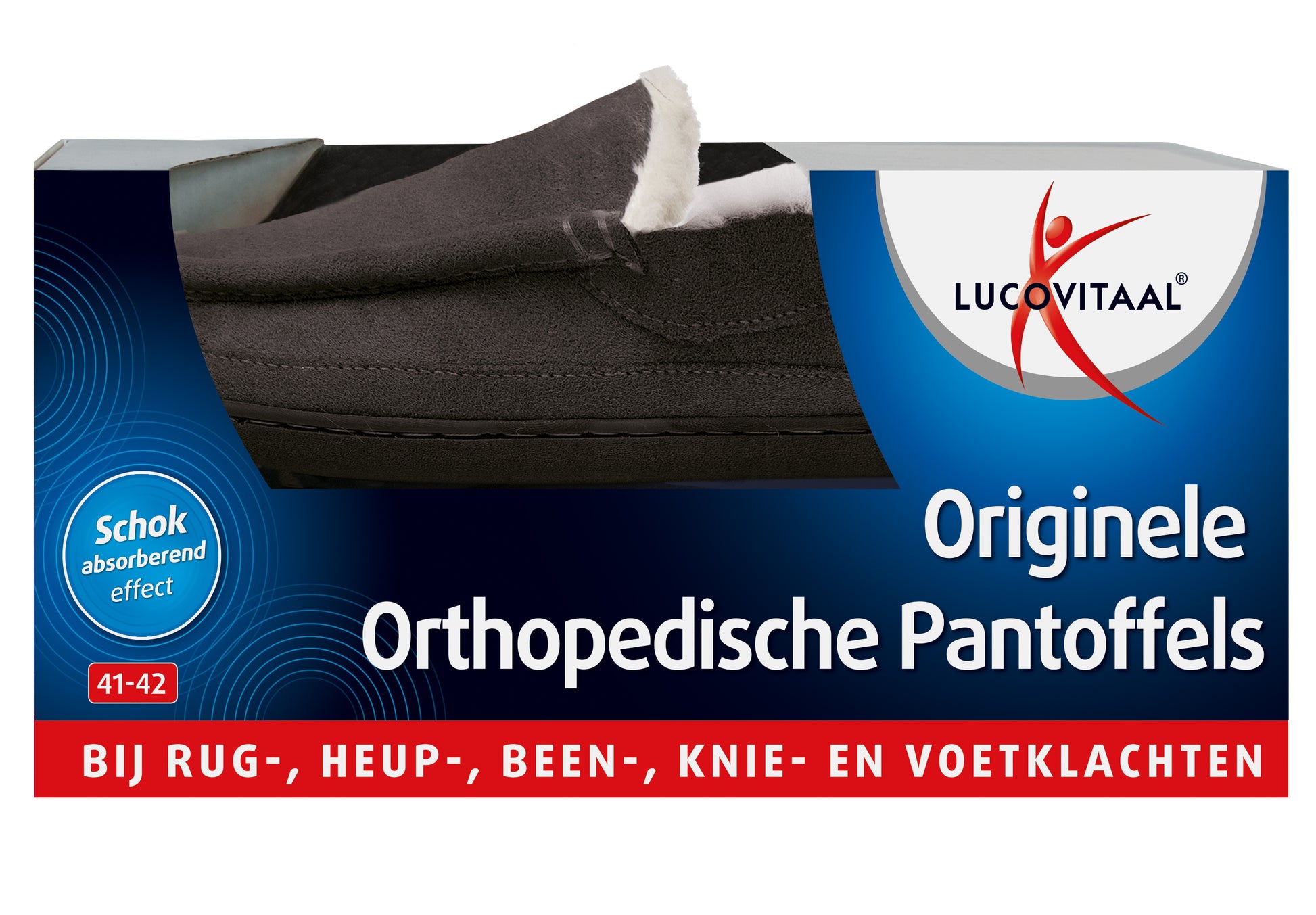 Lucovitaal Orthopedische pantoffels antraciet maat 41-42 1 Paar