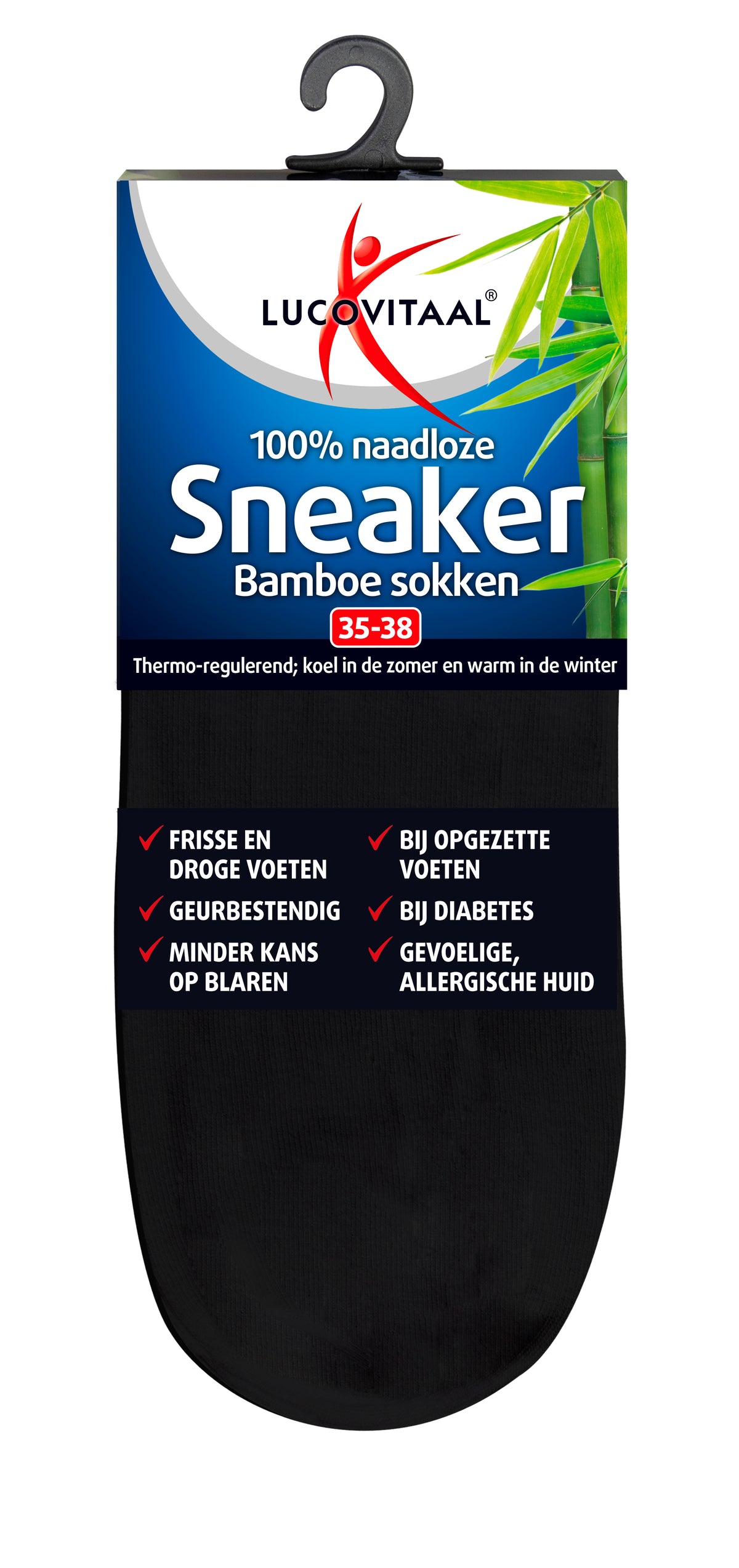 Lucovitaal Bamboe sneakersok zwart maat 35-38 1 Paar