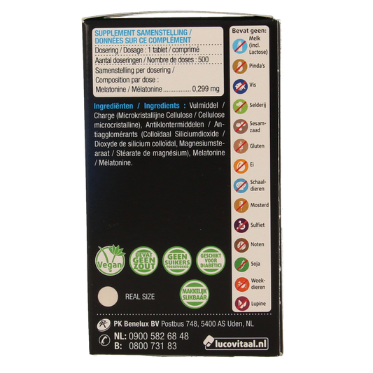 Lucovitaal Melatonine puur 0.299mg 500.00 Tabletten