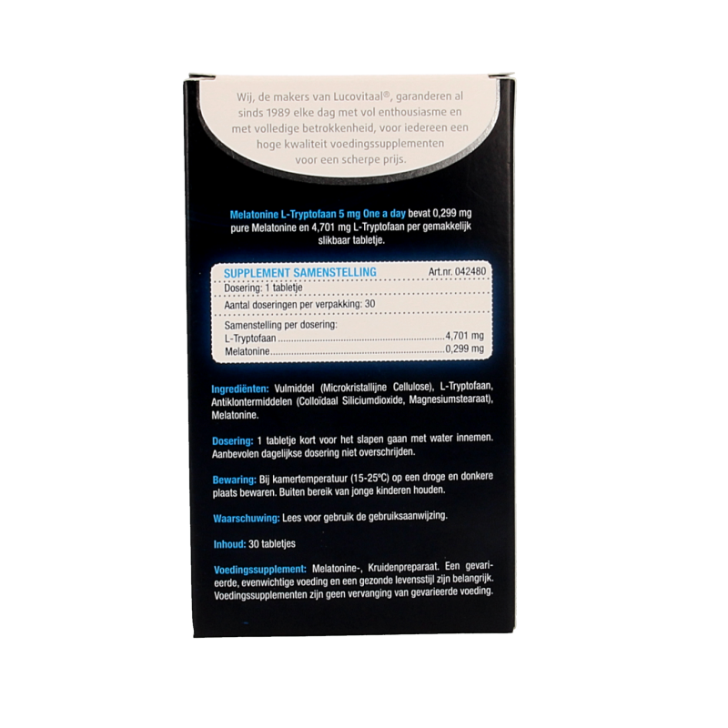 Lucovitaal Melatonine L-Tryptofaan 5mg 30 Tabletten