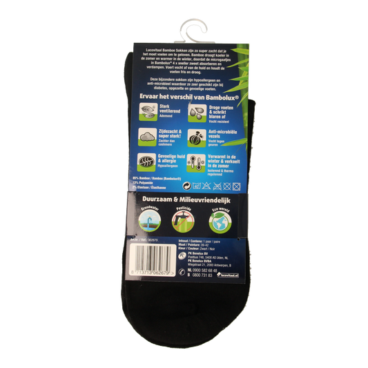 Lucovitaal Bamboe sok lang zwart maat 39-42 1 Paar