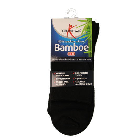 Lucovitaal Bamboe sok lang zwart  maat 43-46 1 Paar