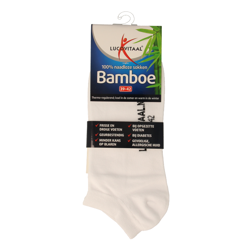 Lucovitaal Bamboe enkelsok wit  maat 39-42 1 Paar