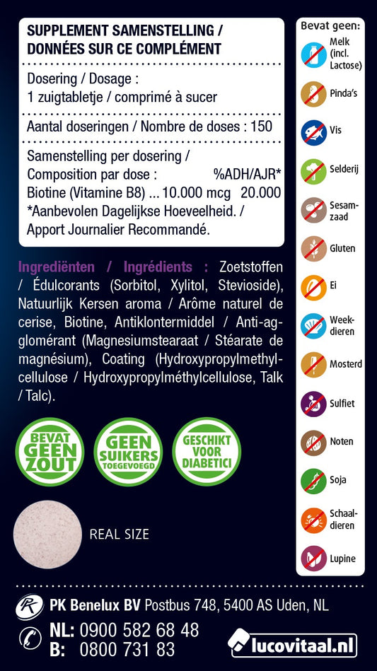 Lucovitaal Biotine forte 150.00 Zuigtabletten