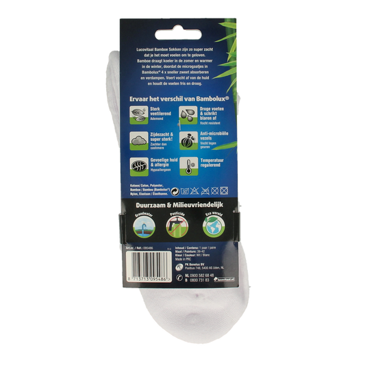 Lucovitaal Sportsok bamboe wit 39-42 1 Paar