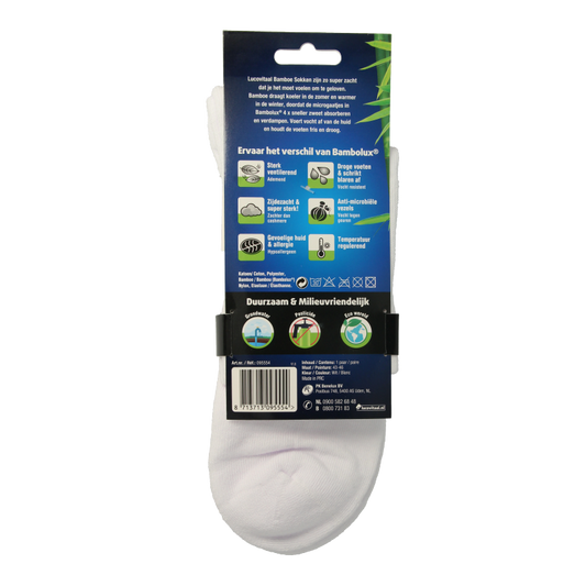 Lucovitaal Sportsok bamboe wit 43-46 1 Paar