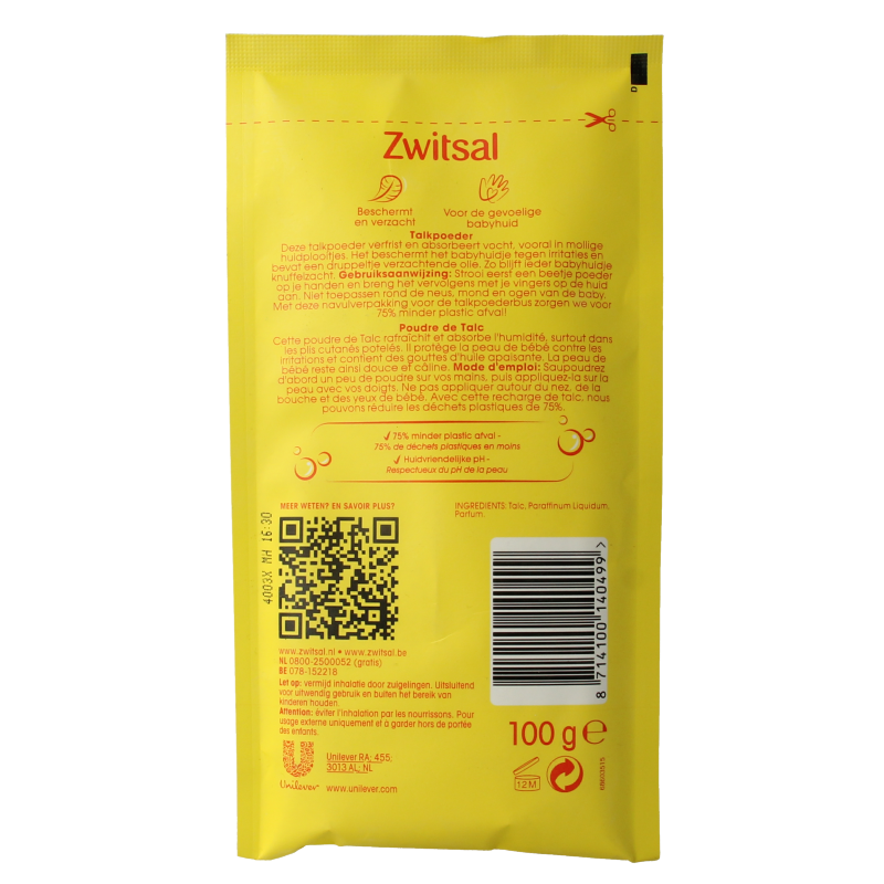 Zwitsal Talkpoeder navul  100 Gram