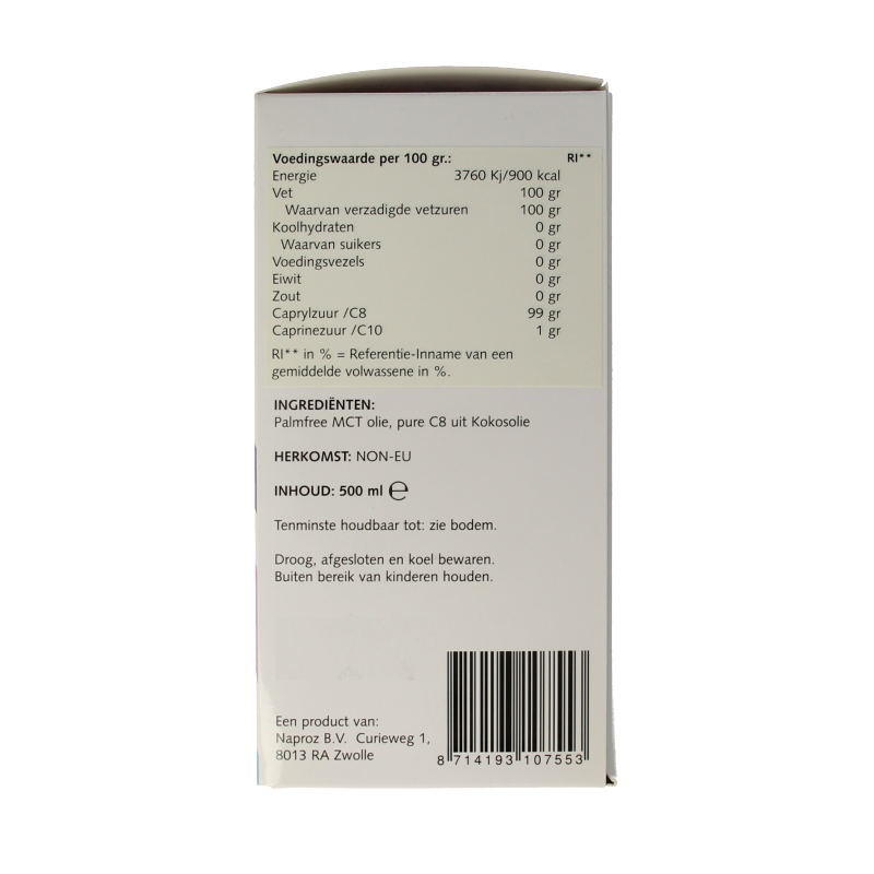 Nutriforce MCT 8 olie 500 Milliliter