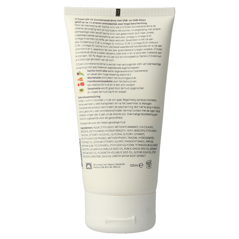 O' Zoleil Zonnebrandcreme SPF50 125 Milliliter