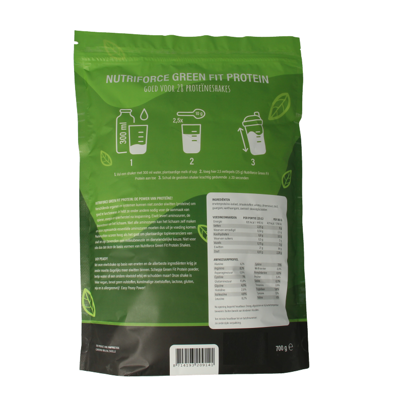 Nutriforce Green fit protein banaan 700 Gram