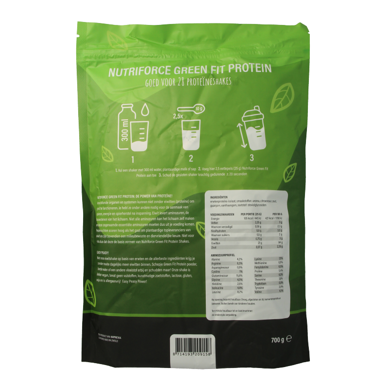Nutriforce Green fit protein vanille 700 Gram