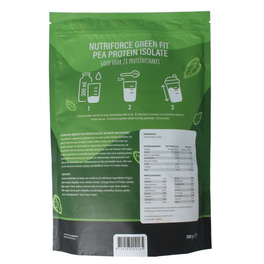 Nutriforce Green fit pea proteine 700.00 Gram