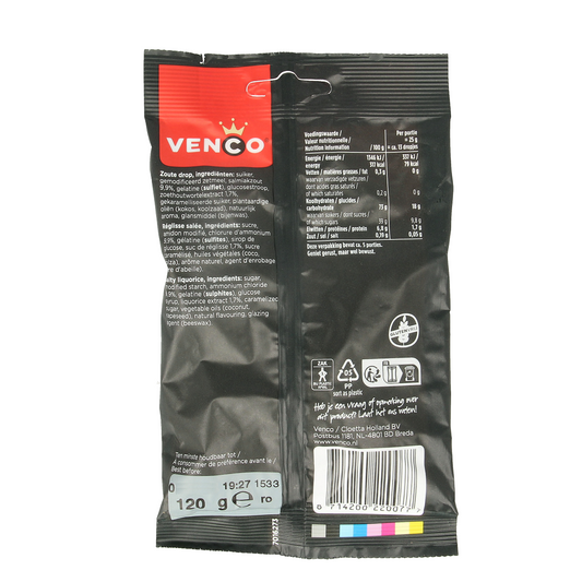 Venco Dubbel zoute drop 120.00 Gram