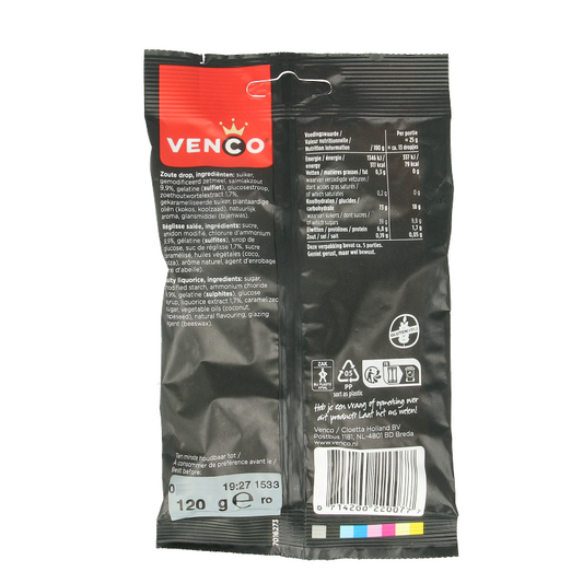 Venco Dubbel zoute drop 120 Gram