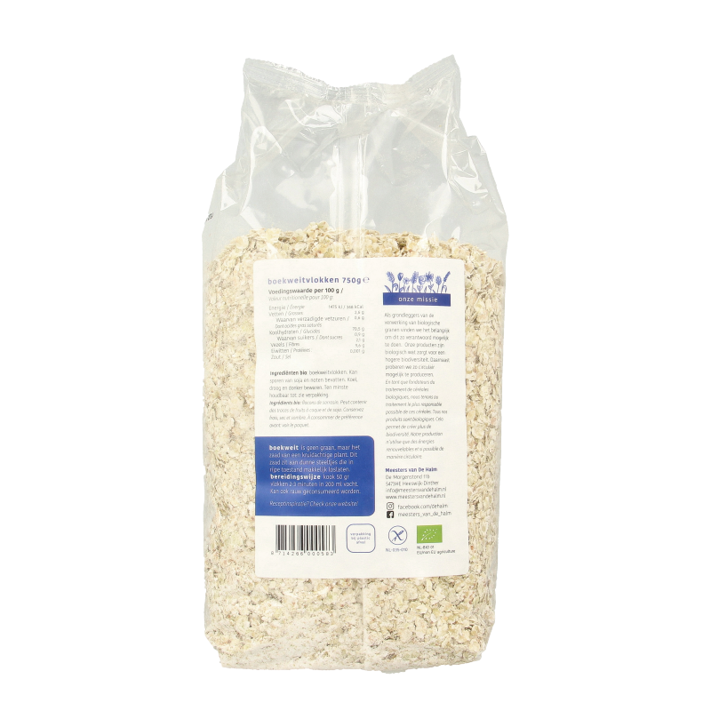 De Halm Boekweitvlokken glutenvrij bio 750 Gram