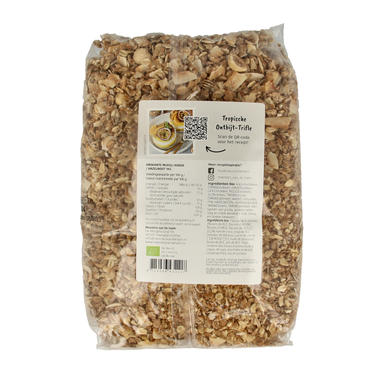 De Halm Muesli krokant kokos en hazelnoten bio 1 Kilogram