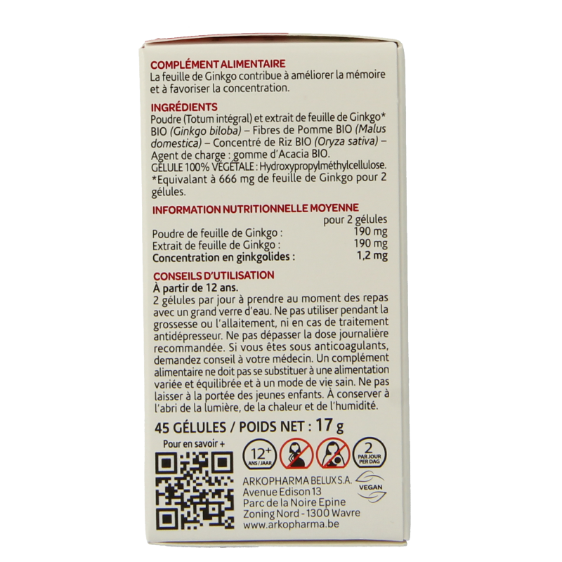 Arkocaps Ginkgo bio 45 Capsules