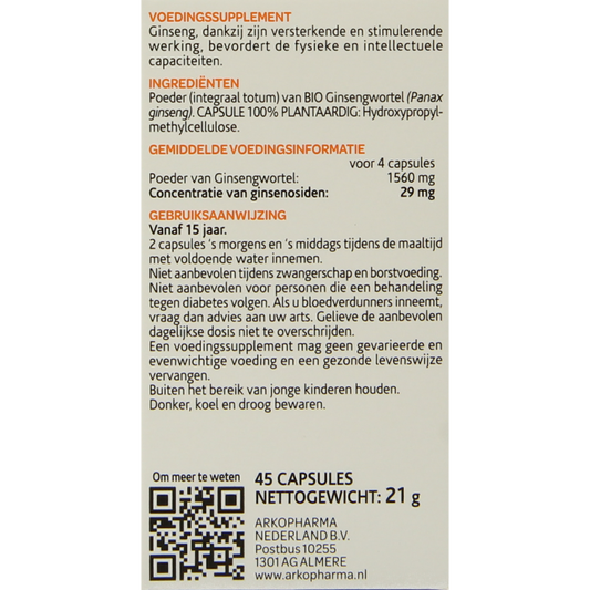Arkocaps Ginseng bio 45.00 Capsules