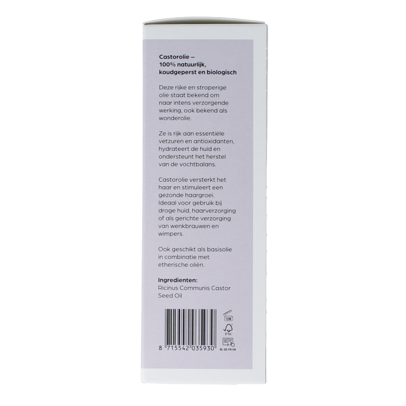 Volatile Castor koudgeperst basisolie bio glazen fles 100 Milliliter