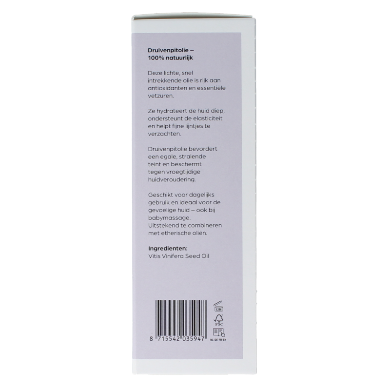 Volatile Druivenpit basisolie glazen fles 100 Milliliter