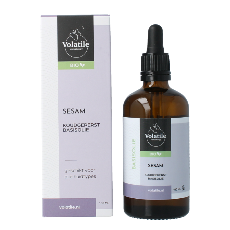 Volatile Sesam koudgeperst basisolie bio glazen fles 100 Milliliter