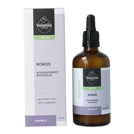 Volatile Kokos koudgeperst basisolie bio glazen fles 100 Milliliter