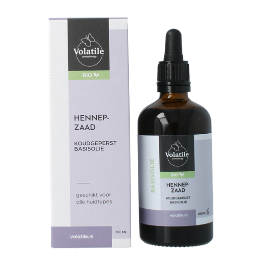 Volatile Hennepzaad koudgeperst basisolie bio glazen fles 100 Milliliter