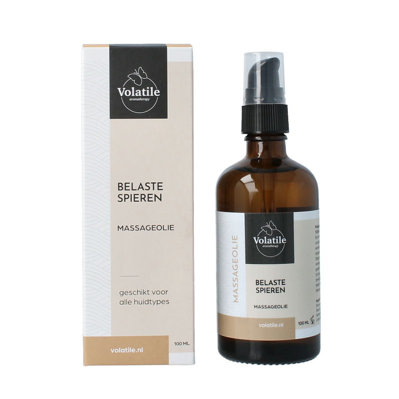 Volatile Massageolie belaste spieren glas met pomp 100 Milliliter