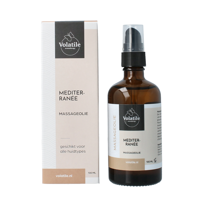 Volatile Massageolie mediterranee glas met pomp 100 Milliliter