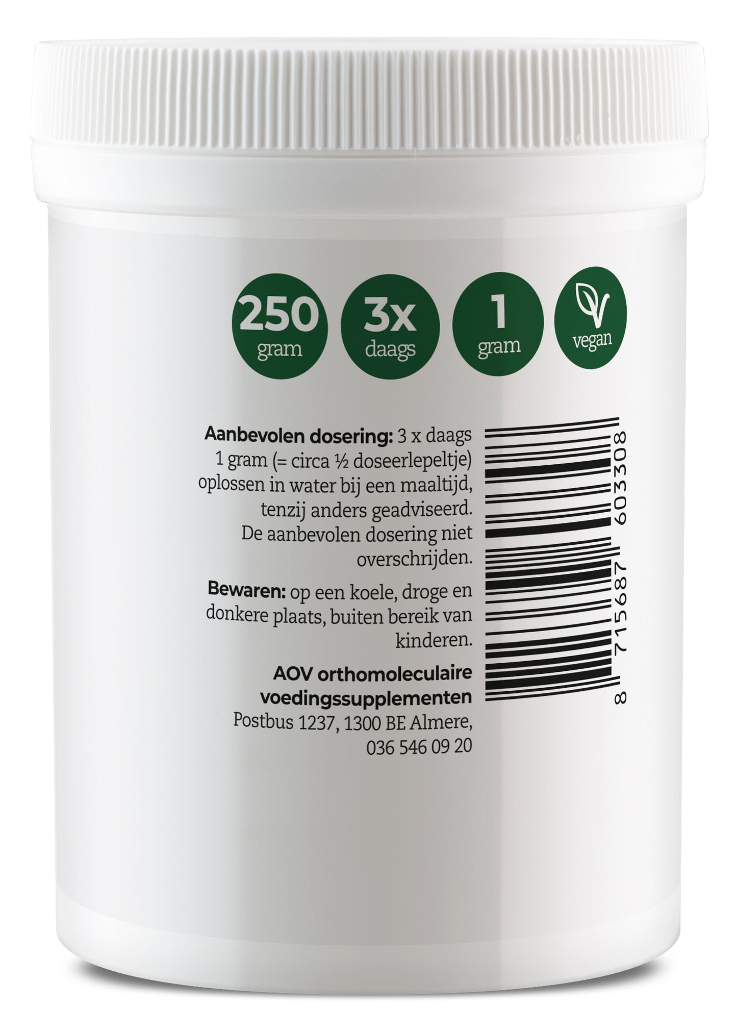 AOV 330 Vitamine C ascorbinezuur 250 Gram