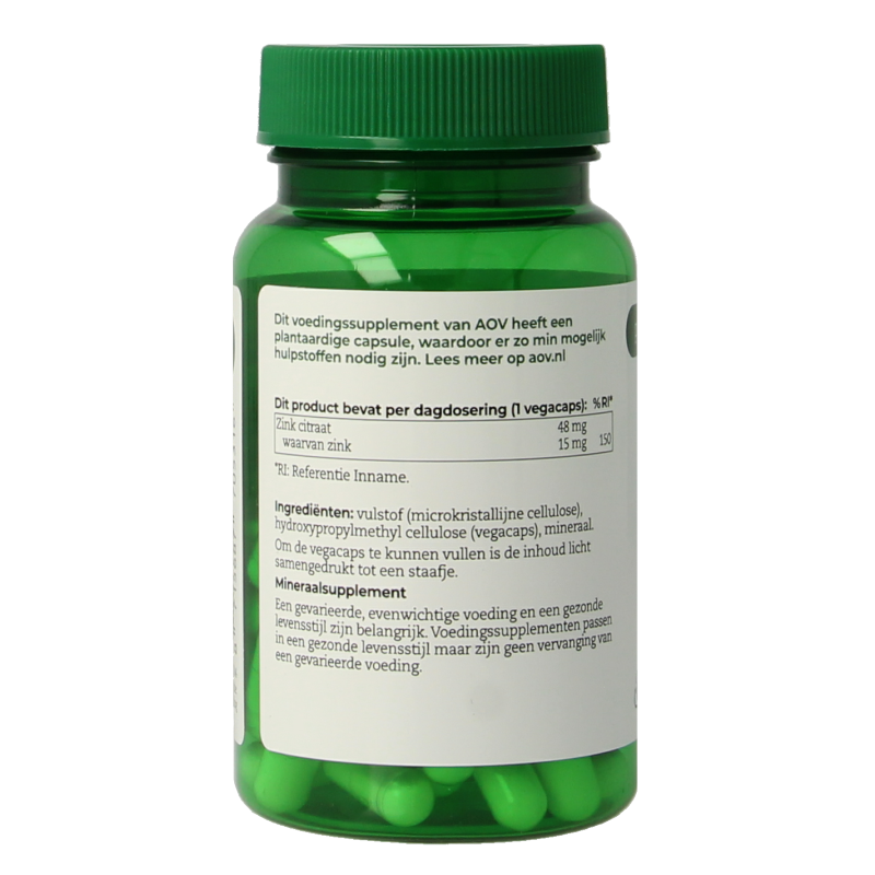AOV 531 Zink citraat 15mg 60 Vegetarische capsules