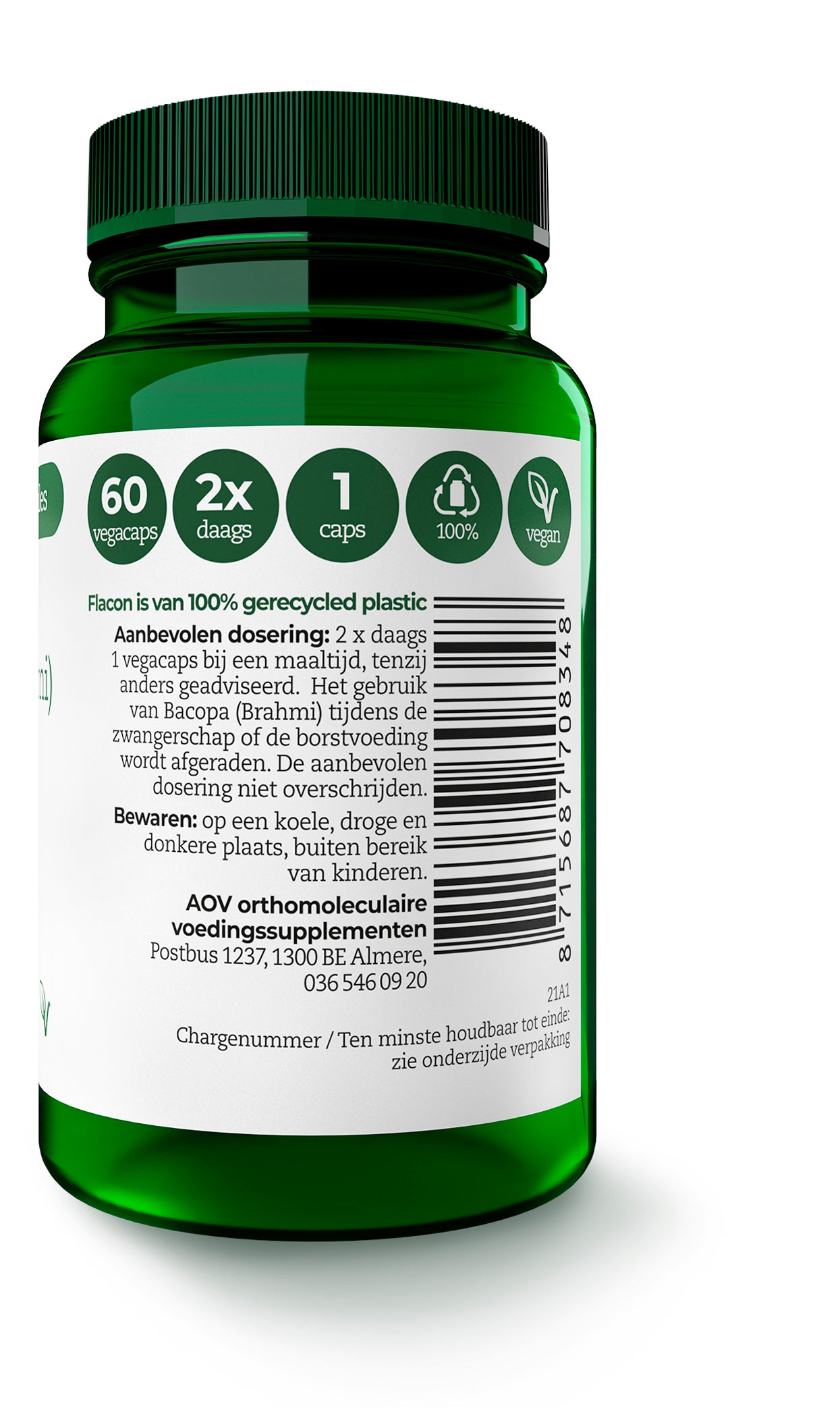 AOV 834 Bacopa (brahmi) 150mg 60 Vegetarische capsules