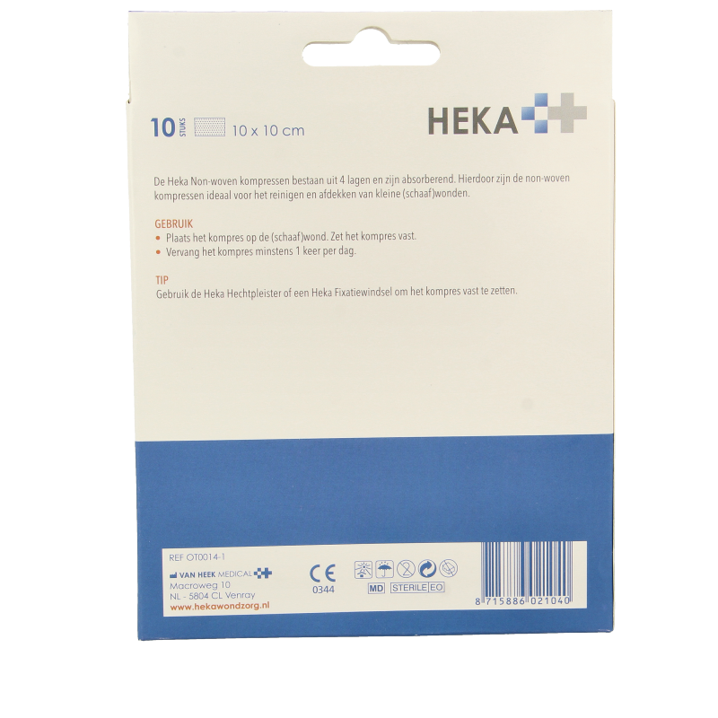 Heka Klein Non-woven kompres 10 x 10cm 10 Stuks