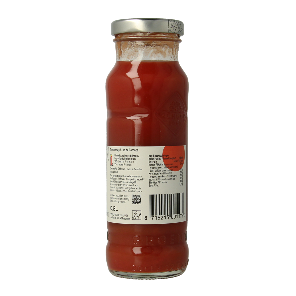 Schulp Groentje tomatensap bio 200.00 Milliliter