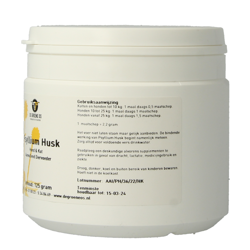 Groene Os Psyllium husk hond kat 125 Gram