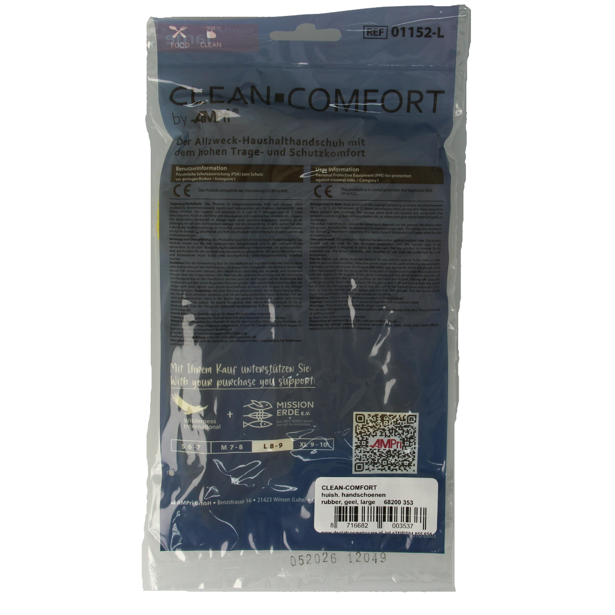 CLEAN-COMFORT Huishoudhandschoen geel maat L 1.00 Paar