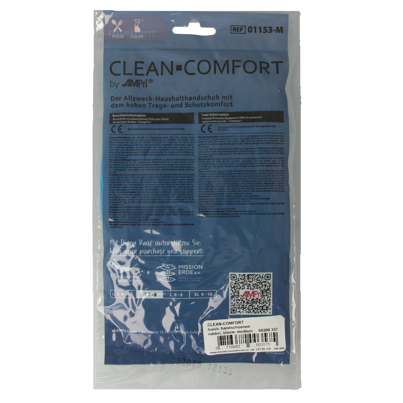 CLEAN-COMFORT Huishoudhandschoen blauw maat M 1 Paar