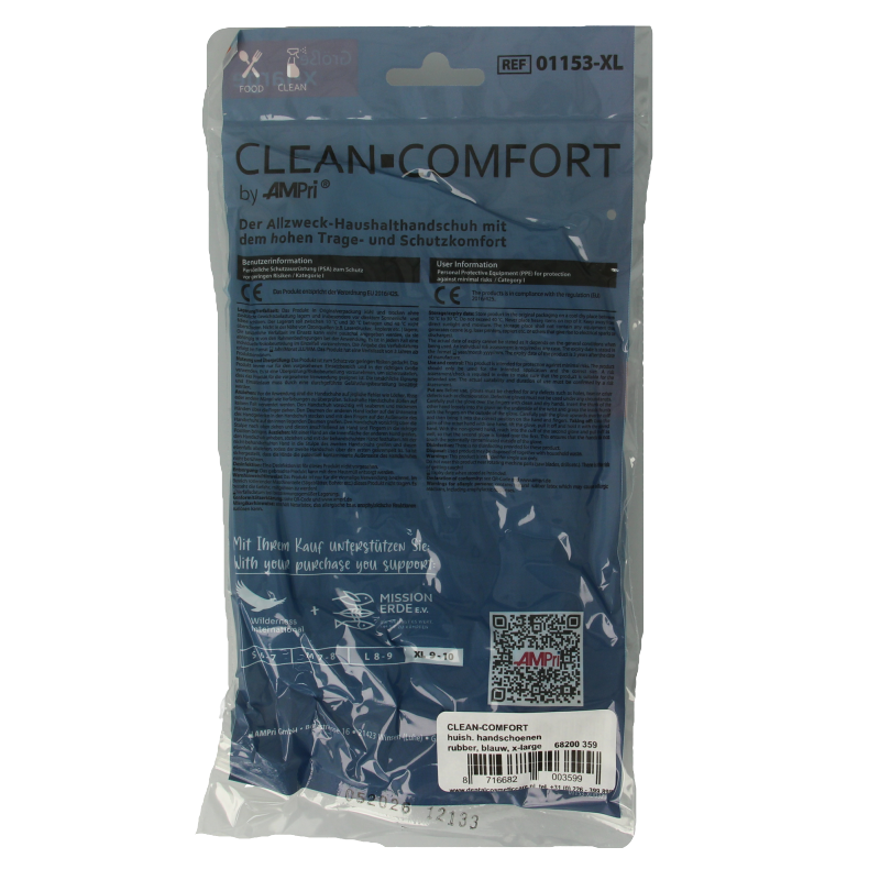CLEAN-COMFORT Huishoudhandschoen blauw maat XL 1 Paar